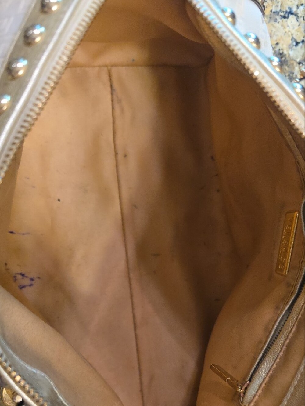 Gorgeous Versace Cream and Gold Medusa Studded Satchel with Braided Handle - Picture 14 of 16
